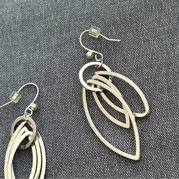 Silver Orbit Marquis Earrings - Picture 9 of 12